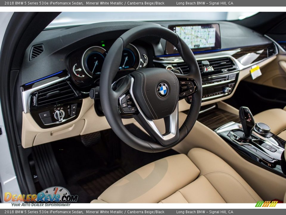 2018 BMW 5 Series 530e iPerfomance Sedan Mineral White Metallic / Canberra Beige/Black Photo #6