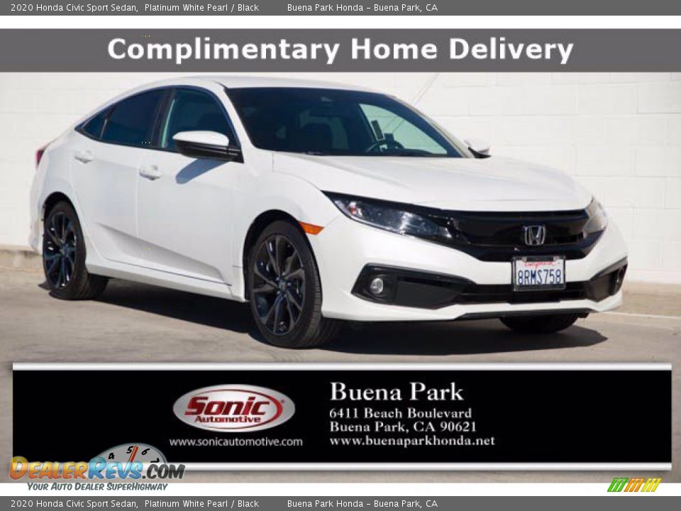 2020 Honda Civic Sport Sedan Platinum White Pearl / Black Photo #1