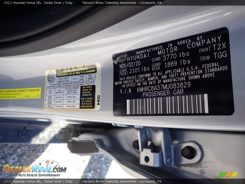 2021 Hyundai Venue SEL Stellar Silver / Gray Photo #12