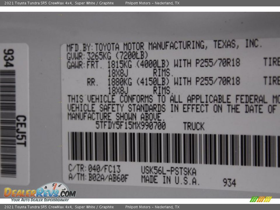 2021 Toyota Tundra SR5 CrewMax 4x4 Super White / Graphite Photo #23