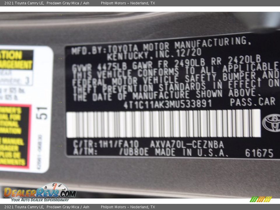 2021 Toyota Camry LE Predawn Gray Mica / Ash Photo #23