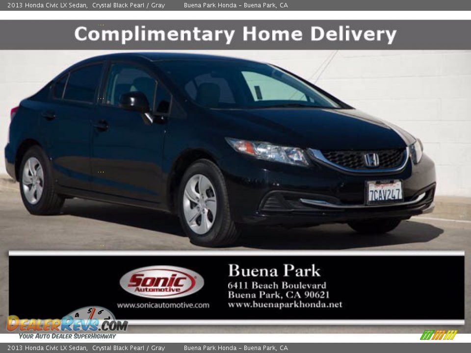 2013 Honda Civic LX Sedan Crystal Black Pearl / Gray Photo #1