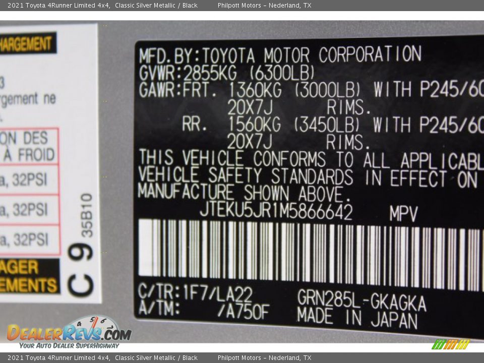 2021 Toyota 4Runner Limited 4x4 Classic Silver Metallic / Black Photo #23