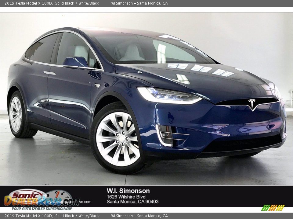 2019 Tesla Model X 100D Solid Black / White/Black Photo #1