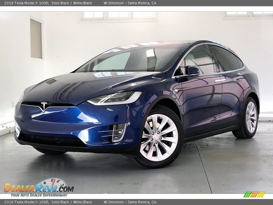 2019 Tesla Model X 100D Solid Black / White/Black Photo #12