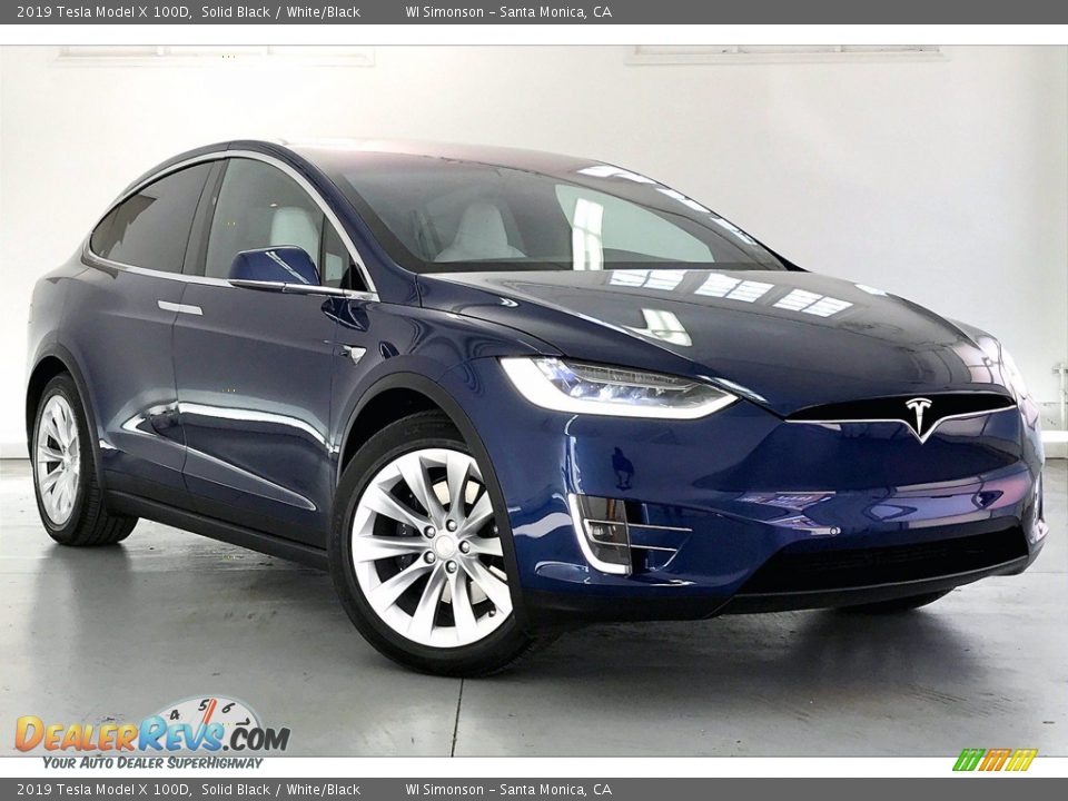 2019 Tesla Model X 100D Solid Black / White/Black Photo #34