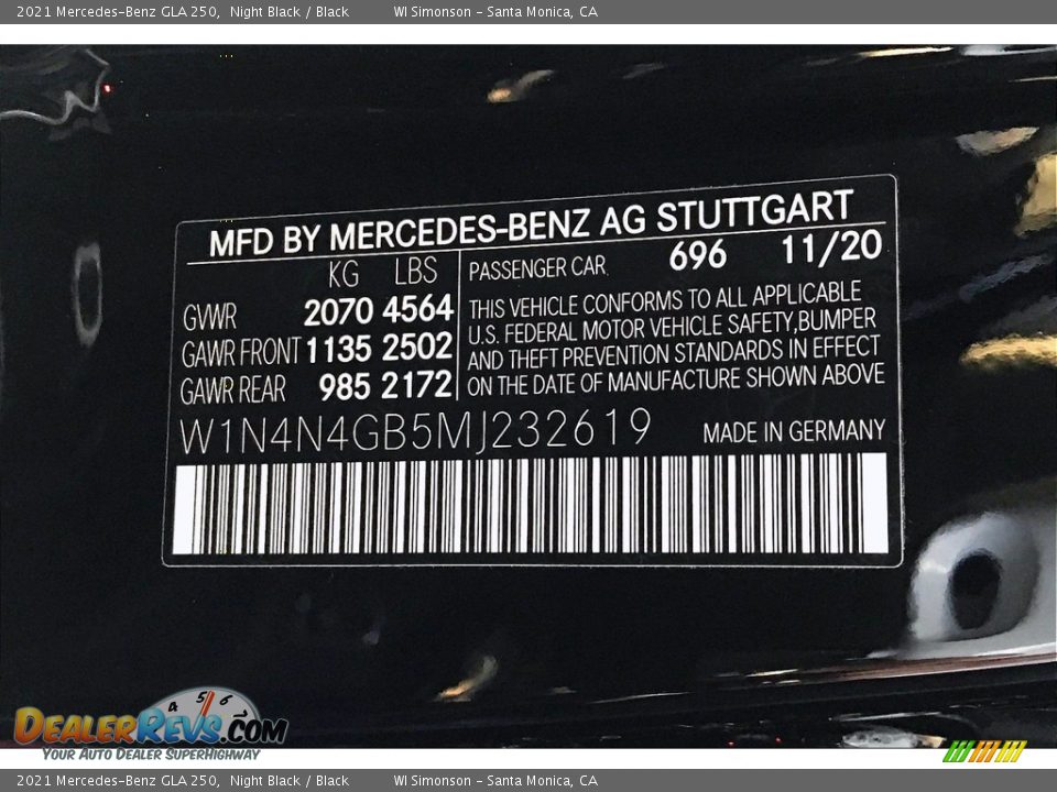 2021 Mercedes-Benz GLA 250 Night Black / Black Photo #10