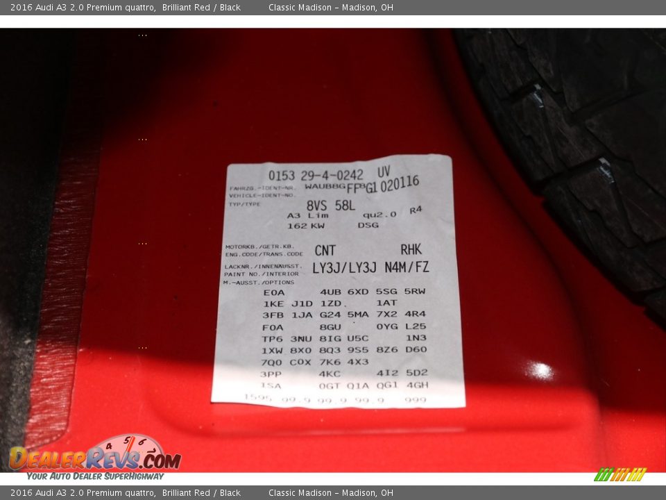 2016 Audi A3 2.0 Premium quattro Brilliant Red / Black Photo #22