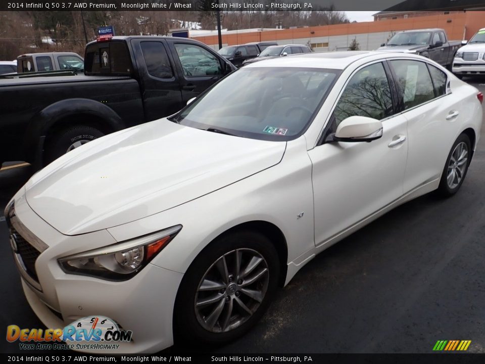 2014 Infiniti Q 50 3.7 AWD Premium Moonlight White / Wheat Photo #1