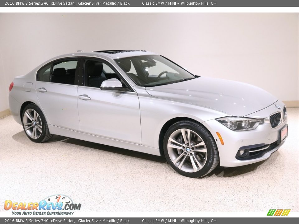 2016 BMW 3 Series 340i xDrive Sedan Glacier Silver Metallic / Black Photo #1