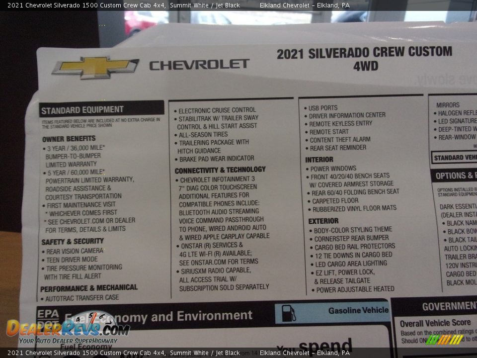 2021 Chevrolet Silverado 1500 Custom Crew Cab 4x4 Summit White / Jet Black Photo #31