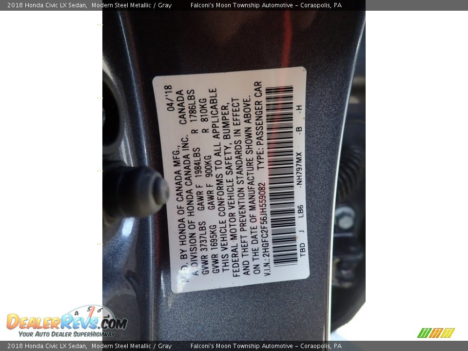 2018 Honda Civic LX Sedan Modern Steel Metallic / Gray Photo #23