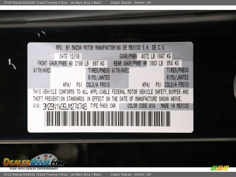2018 Mazda MAZDA3 Grand Touring 4 Door Jet Black Mica / Black Photo #22