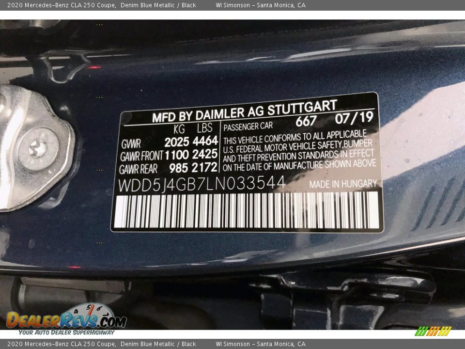 2020 Mercedes-Benz CLA 250 Coupe Denim Blue Metallic / Black Photo #11