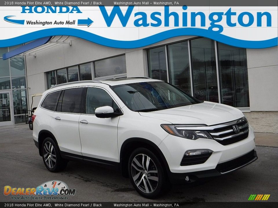 2018 Honda Pilot Elite AWD White Diamond Pearl / Black Photo #1