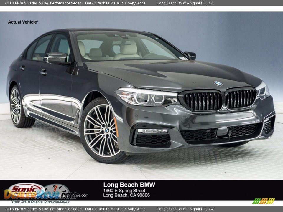 2018 BMW 5 Series 530e iPerfomance Sedan Dark Graphite Metallic / Ivory White Photo #1