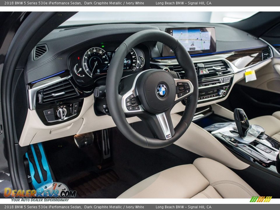 2018 BMW 5 Series 530e iPerfomance Sedan Dark Graphite Metallic / Ivory White Photo #6