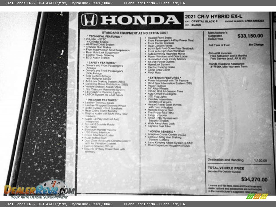 2021 Honda CR-V EX-L AWD Hybrid Crystal Black Pearl / Black Photo #36