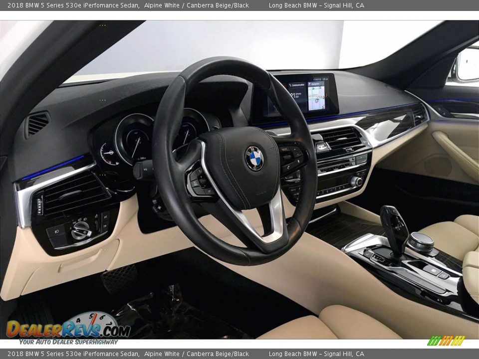 2018 BMW 5 Series 530e iPerfomance Sedan Alpine White / Canberra Beige/Black Photo #21