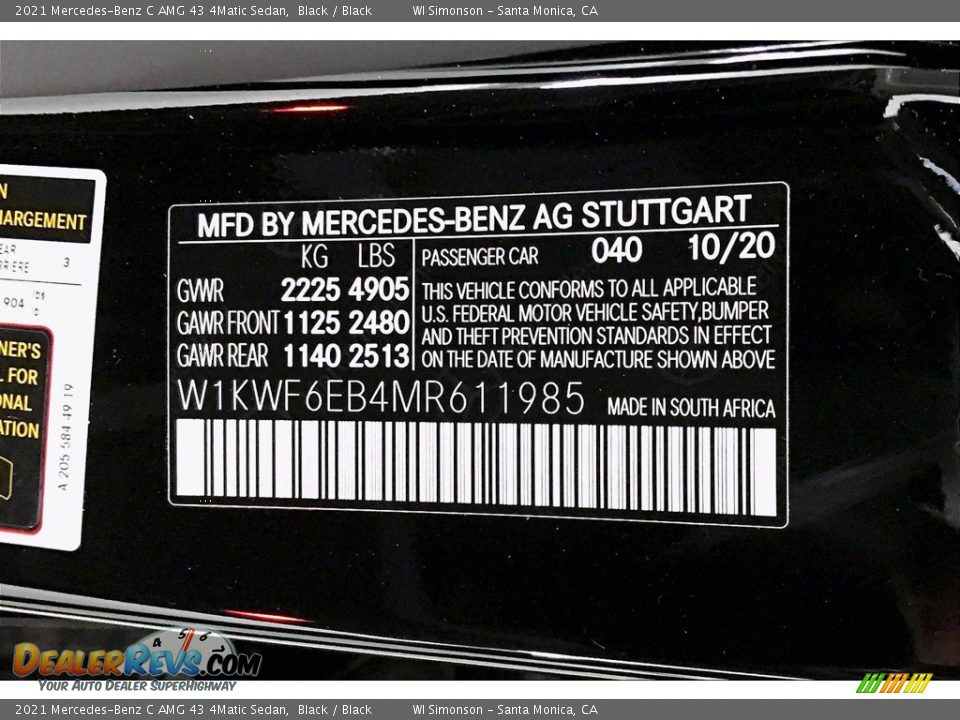 2021 Mercedes-Benz C AMG 43 4Matic Sedan Black / Black Photo #10