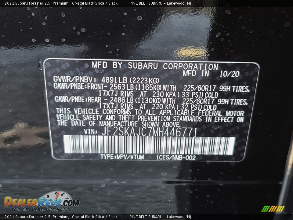 2021 Subaru Forester 2.5i Premium Crystal Black Silica / Black Photo #14