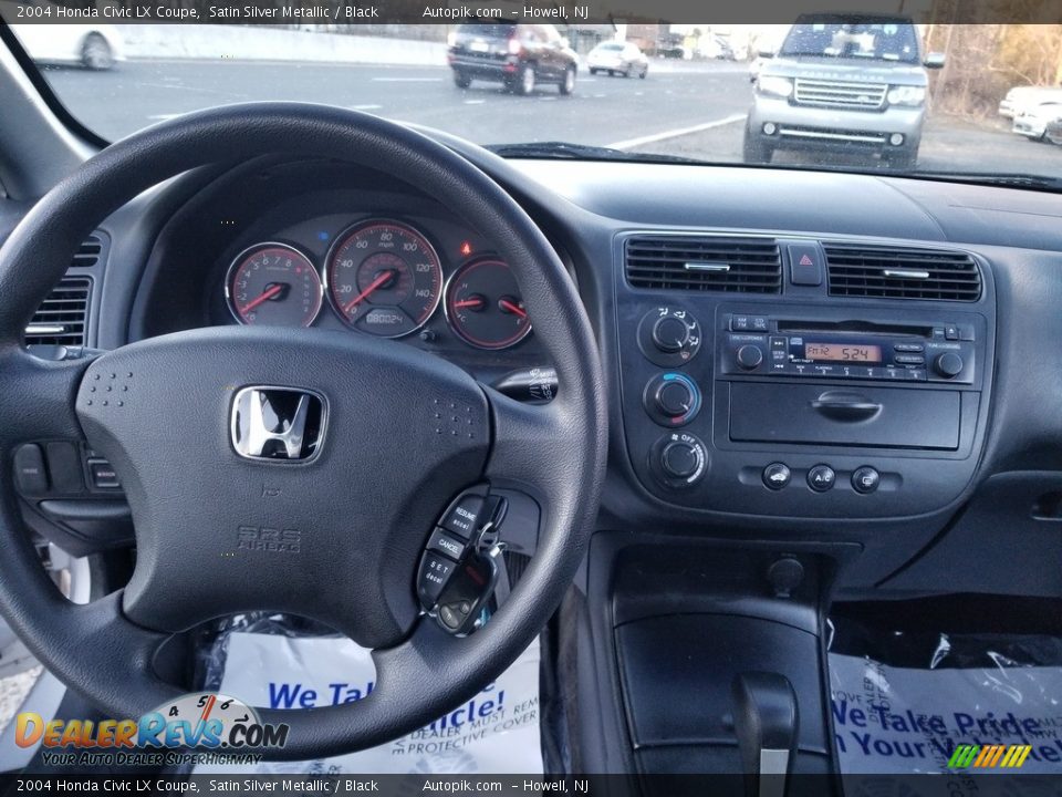 2004 Honda Civic LX Coupe Satin Silver Metallic / Black Photo #11