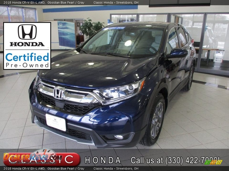 2018 Honda CR-V EX-L AWD Obsidian Blue Pearl / Gray Photo #1