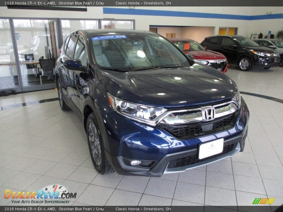 2018 Honda CR-V EX-L AWD Obsidian Blue Pearl / Gray Photo #3