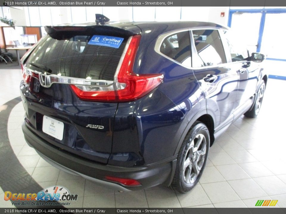 2018 Honda CR-V EX-L AWD Obsidian Blue Pearl / Gray Photo #7