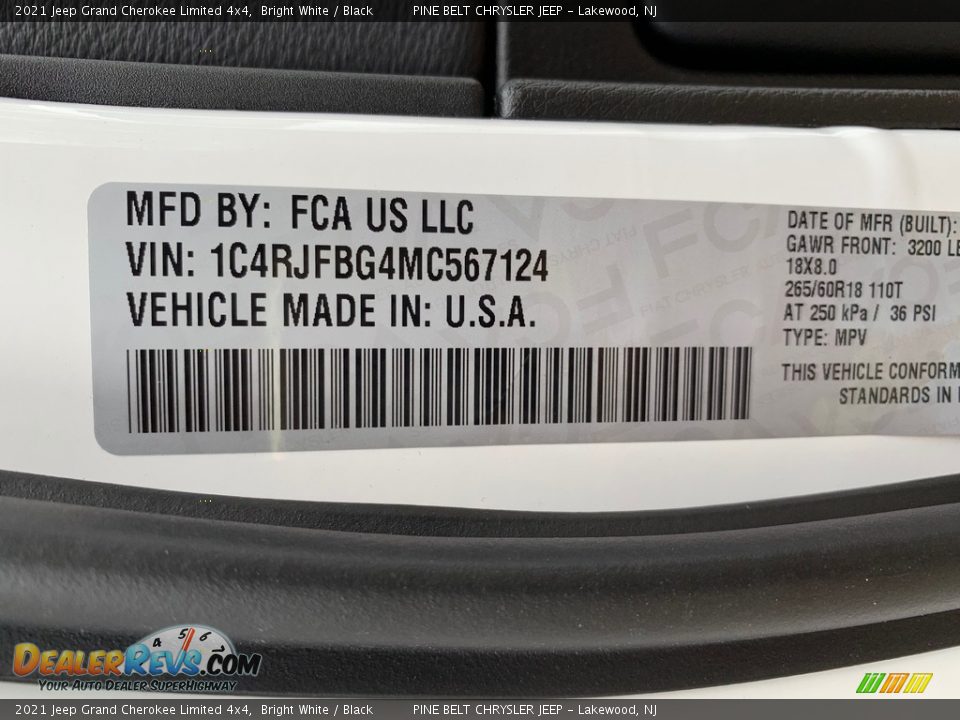 2021 Jeep Grand Cherokee Limited 4x4 Bright White / Black Photo #14