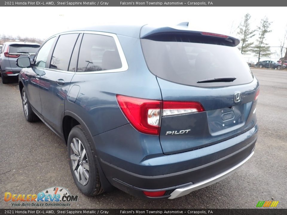 2021 Honda Pilot EX-L AWD Steel Sapphire Metallic / Gray Photo #3