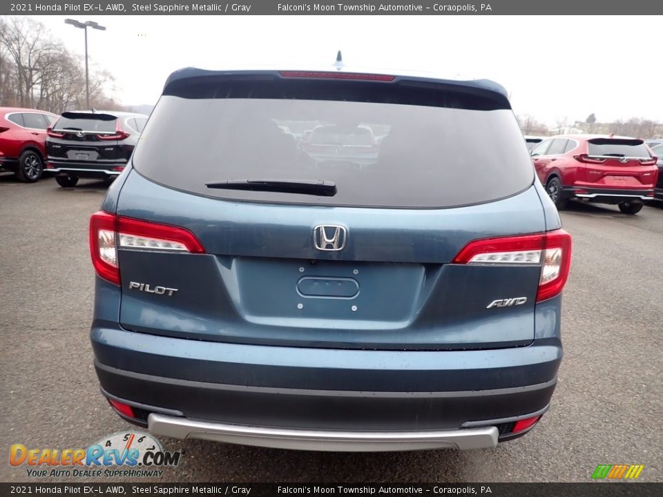 2021 Honda Pilot EX-L AWD Steel Sapphire Metallic / Gray Photo #4