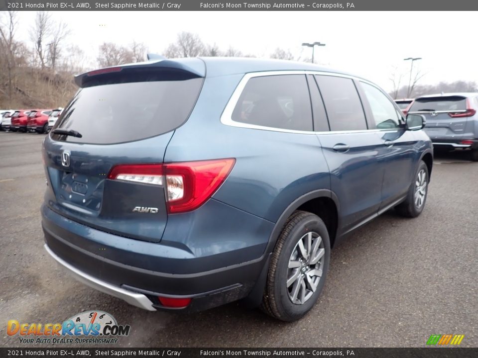 2021 Honda Pilot EX-L AWD Steel Sapphire Metallic / Gray Photo #5