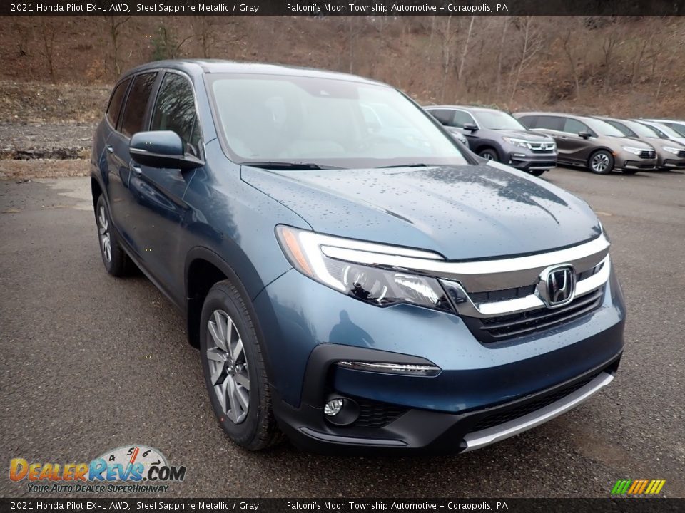 2021 Honda Pilot EX-L AWD Steel Sapphire Metallic / Gray Photo #6