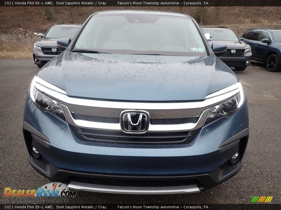 2021 Honda Pilot EX-L AWD Steel Sapphire Metallic / Gray Photo #7