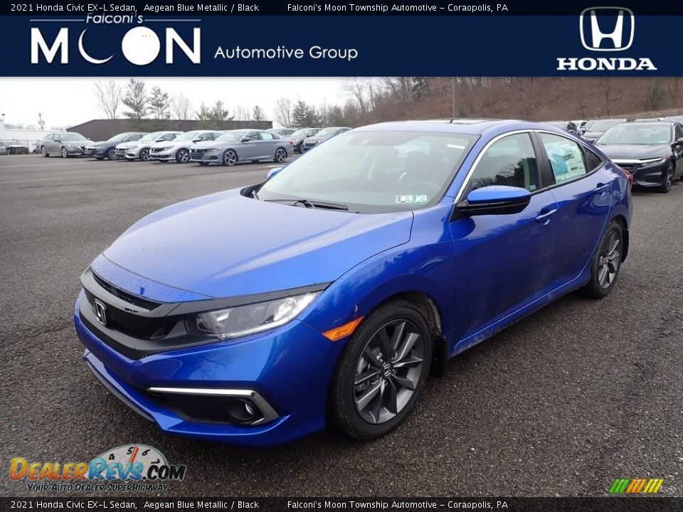 2021 Honda Civic EX-L Sedan Aegean Blue Metallic / Black Photo #1