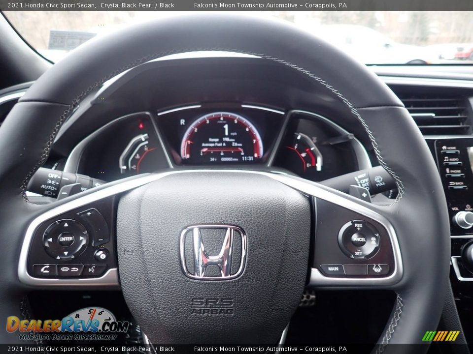 2021 Honda Civic Sport Sedan Crystal Black Pearl / Black Photo #15