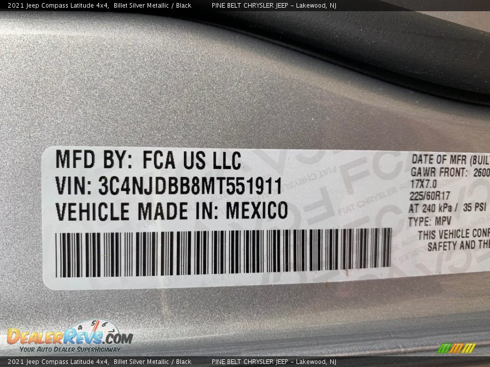 2021 Jeep Compass Latitude 4x4 Billet Silver Metallic / Black Photo #14