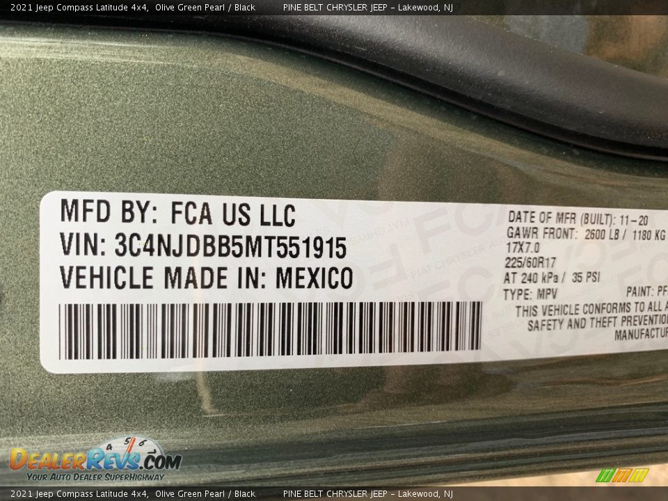 2021 Jeep Compass Latitude 4x4 Olive Green Pearl / Black Photo #14