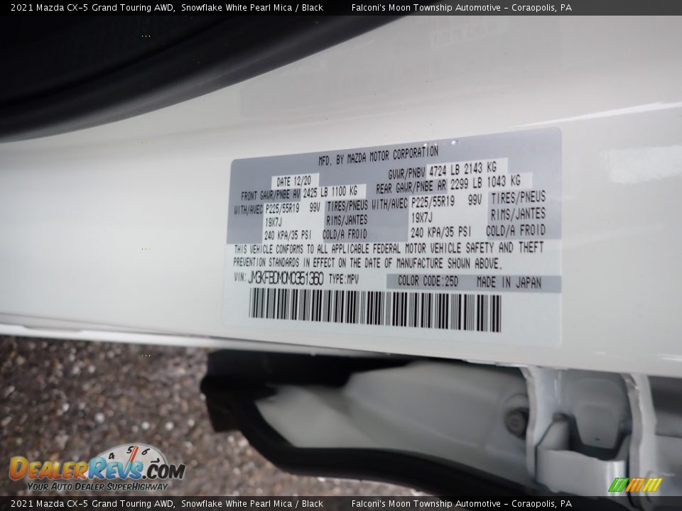 2021 Mazda CX-5 Grand Touring AWD Snowflake White Pearl Mica / Black Photo #12