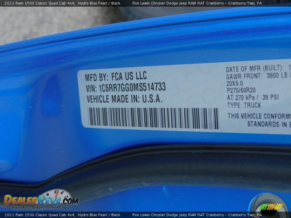 2021 Ram 1500 Classic Quad Cab 4x4 Hydro Blue Pearl / Black Photo #20