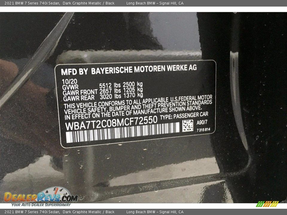 2021 BMW 7 Series 740i Sedan Dark Graphite Metallic / Black Photo #19