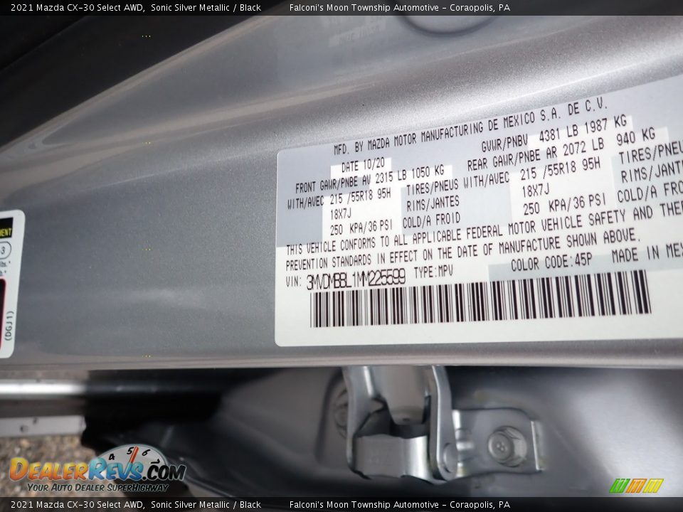 2021 Mazda CX-30 Select AWD Sonic Silver Metallic / Black Photo #12