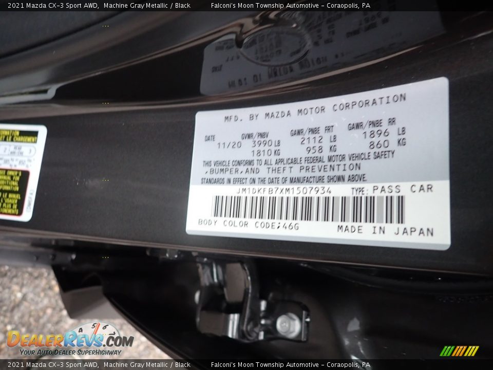 2021 Mazda CX-3 Sport AWD Machine Gray Metallic / Black Photo #12