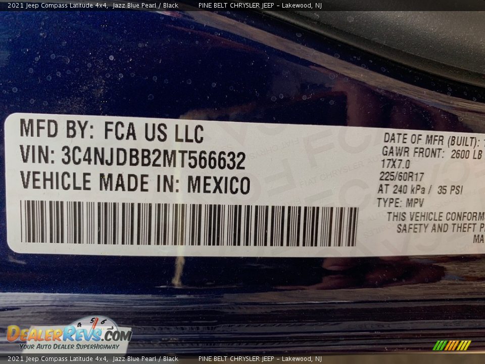 2021 Jeep Compass Latitude 4x4 Jazz Blue Pearl / Black Photo #14