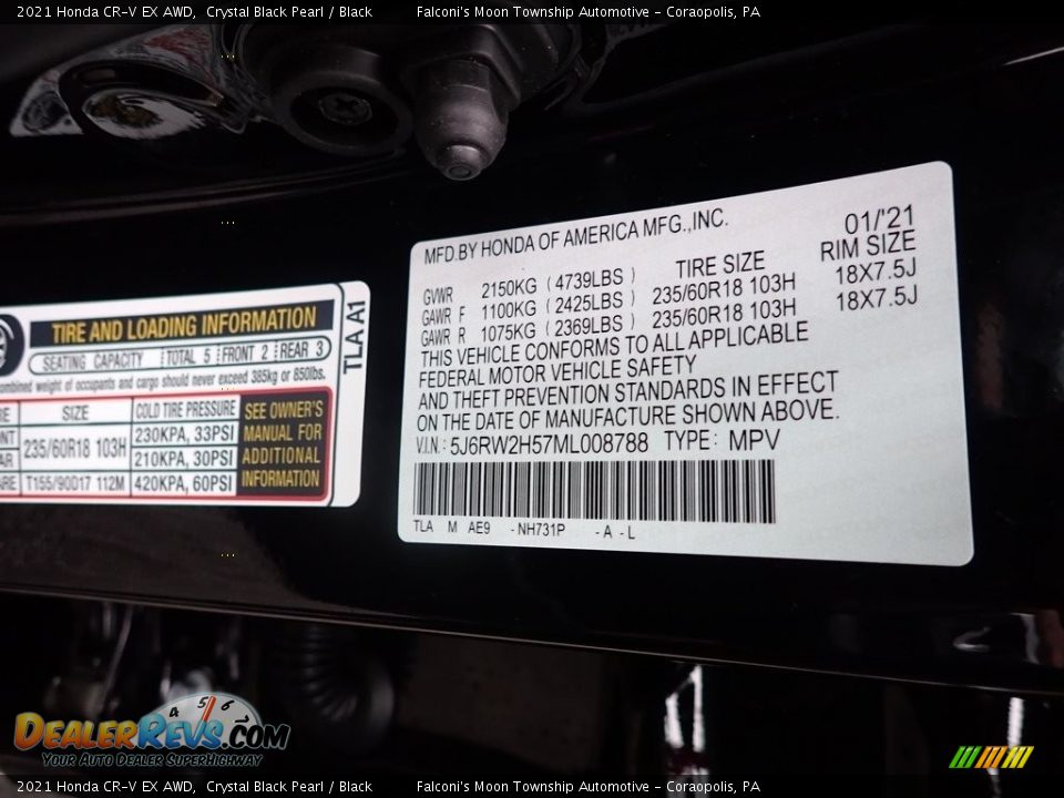 2021 Honda CR-V EX AWD Crystal Black Pearl / Black Photo #12