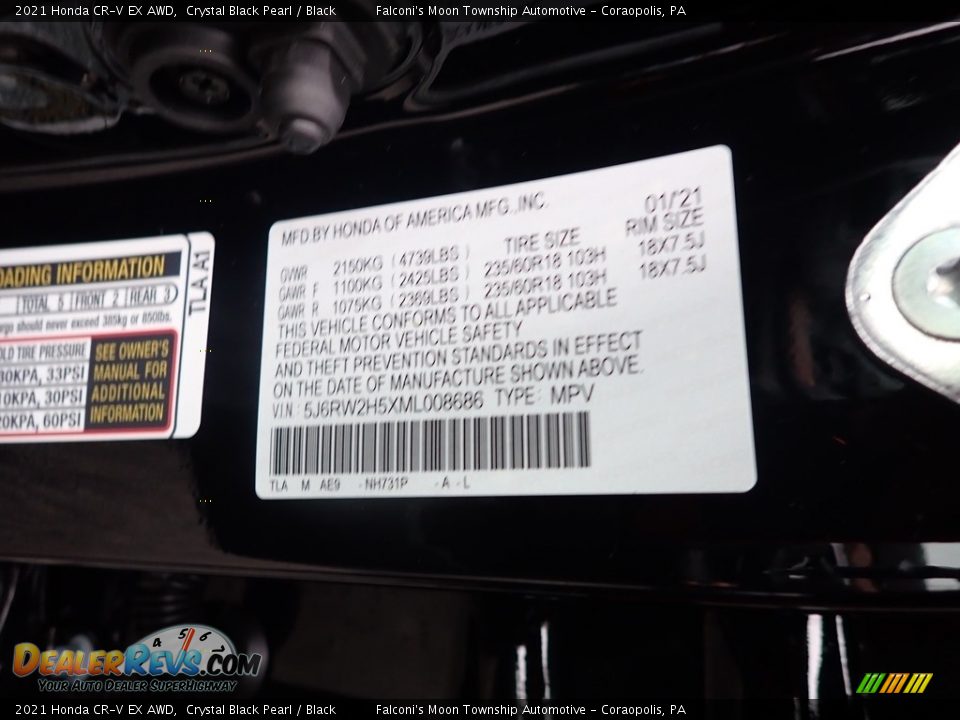 2021 Honda CR-V EX AWD Crystal Black Pearl / Black Photo #12