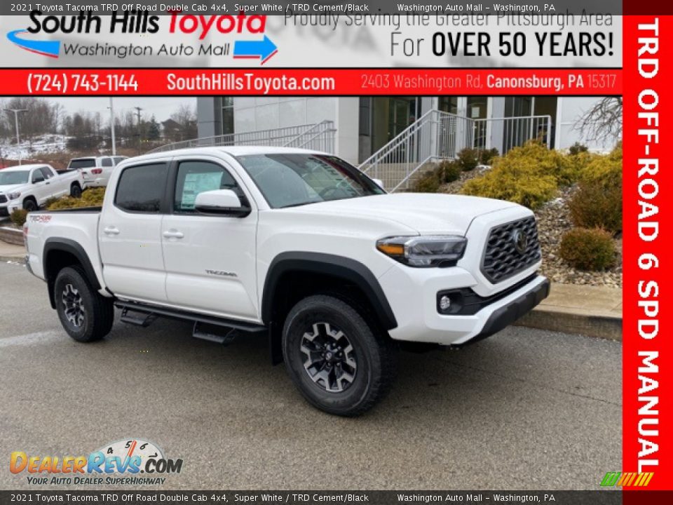 2021 Toyota Tacoma TRD Off Road Double Cab 4x4 Super White / TRD Cement/Black Photo #1