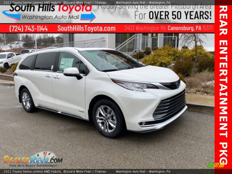 2021 Toyota Sienna Limited AWD Hybrid Blizzard White Pearl / Chateau Photo #1