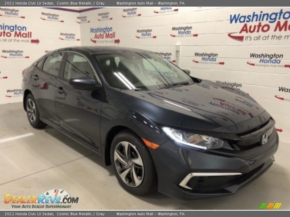 2021 Honda Civic LX Sedan Cosmic Blue Metallic / Gray Photo #2